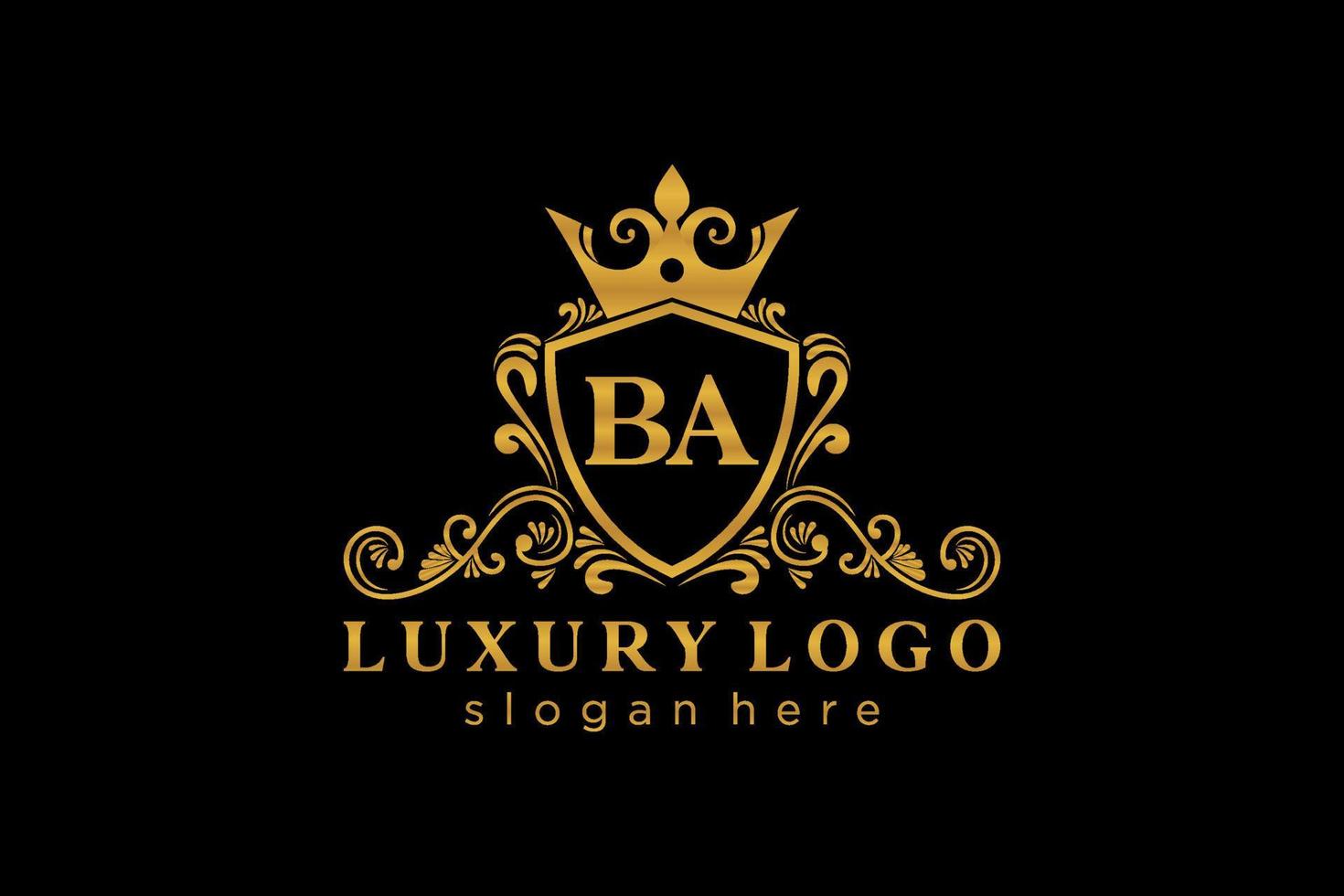 Initial BA Letter Royal Luxury Logo template in vector art for Restaurant, Royalty, Boutique, Cafe, Hotel, Heraldic, Jewelry, Fashion and other vector illustration.