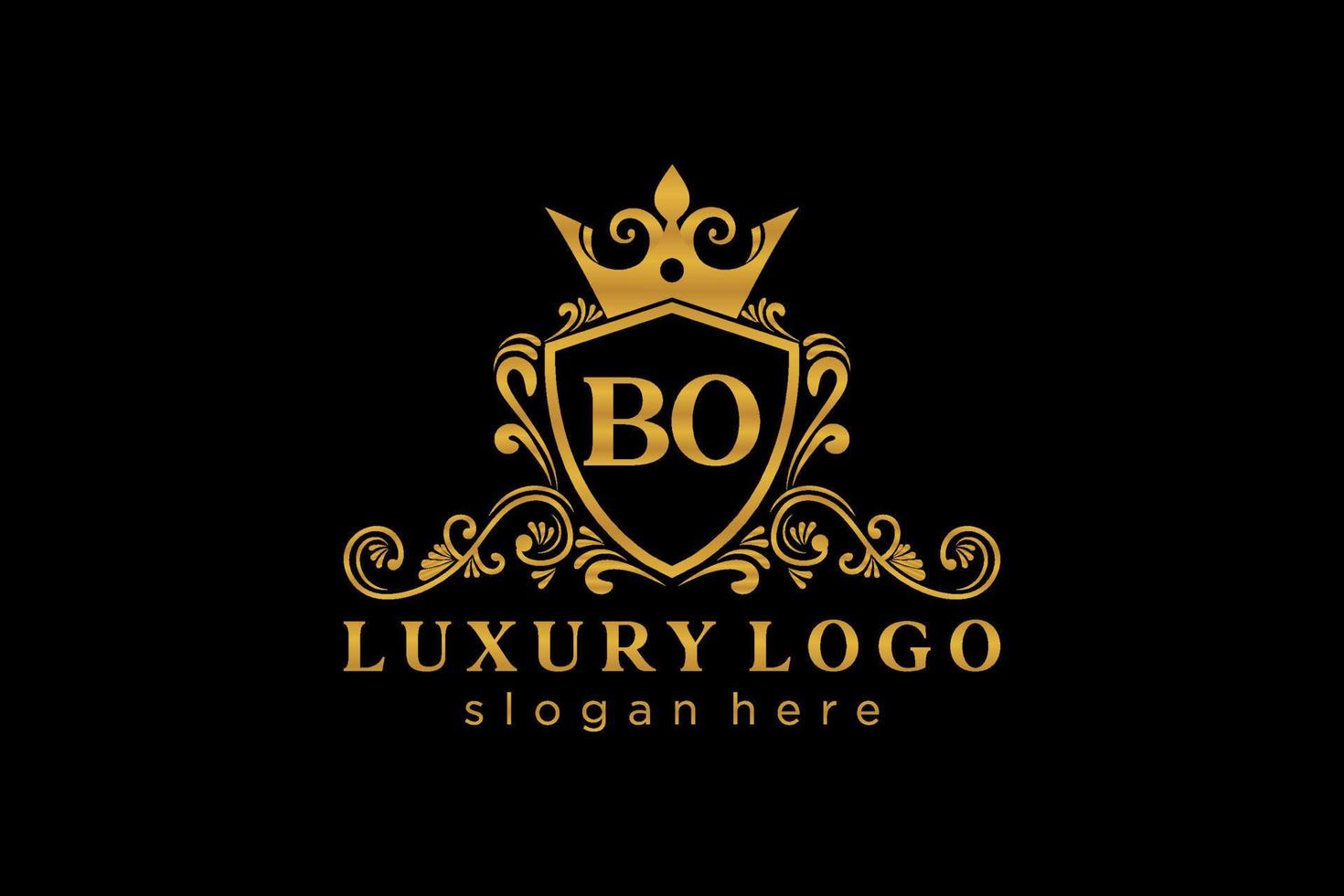 Initial BO Letter Royal Luxury Logo template in vector art for Restaurant, Royalty, Boutique, Cafe, Hotel, Heraldic, Jewelry, Fashion and other vector illustration.