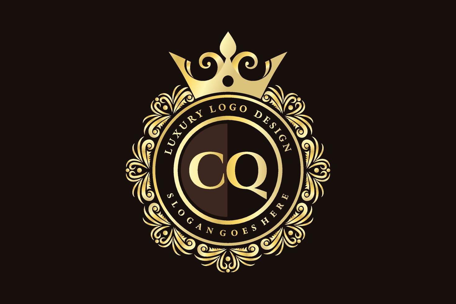 cq letra inicial oro caligráfico femenino floral dibujado a mano monograma heráldico antiguo estilo vintage diseño de logotipo de lujo vector premium