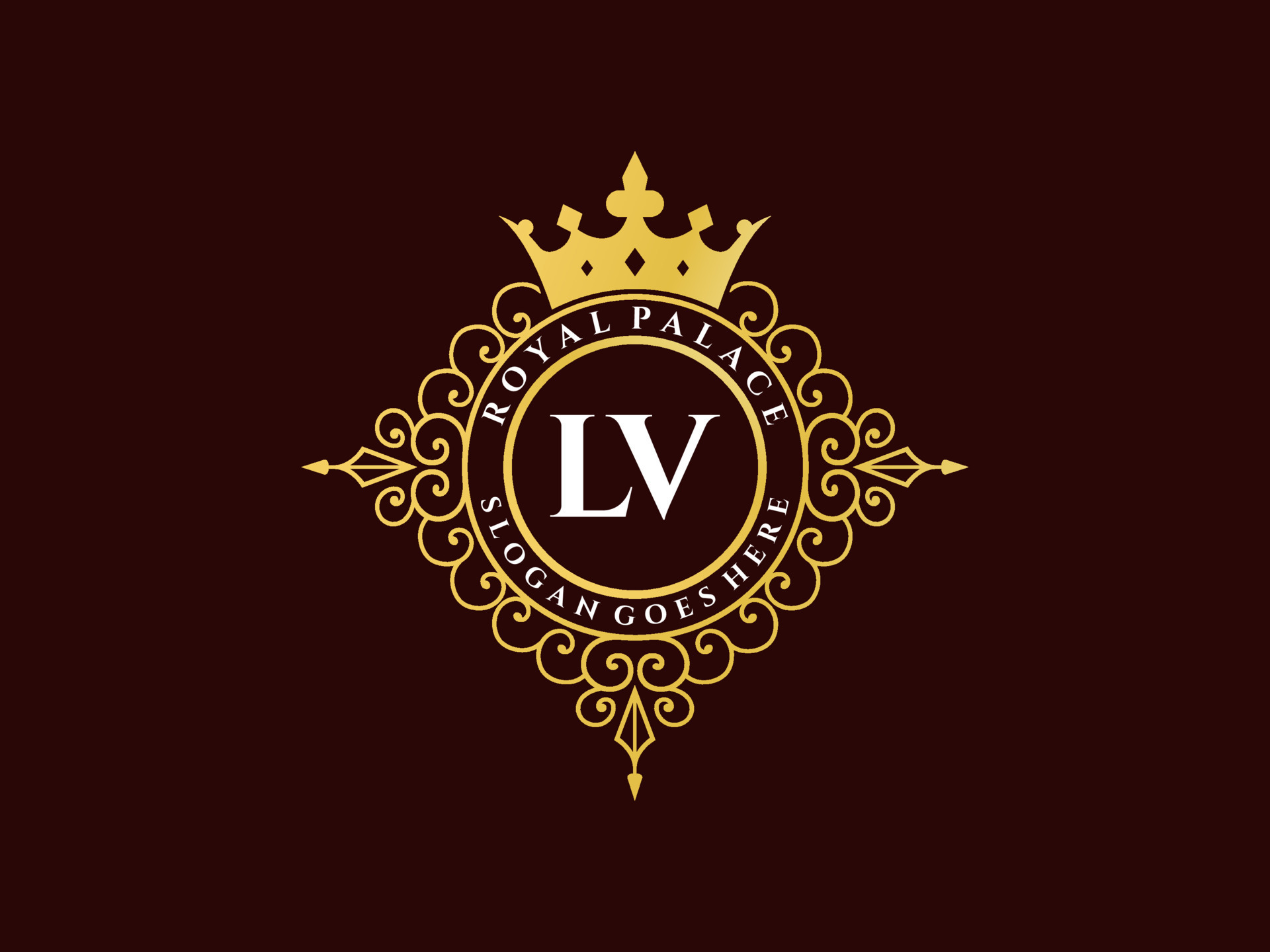 Initial LV Letter Royal Luxury Logo template in vector art for