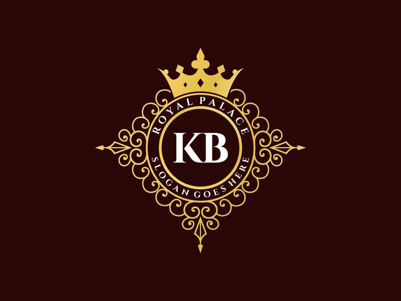 Letter KB Antique royal luxury victorian logo with ornamental frame. vector