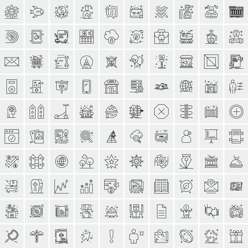 Set of 100 Creative Business Line Icons vector
