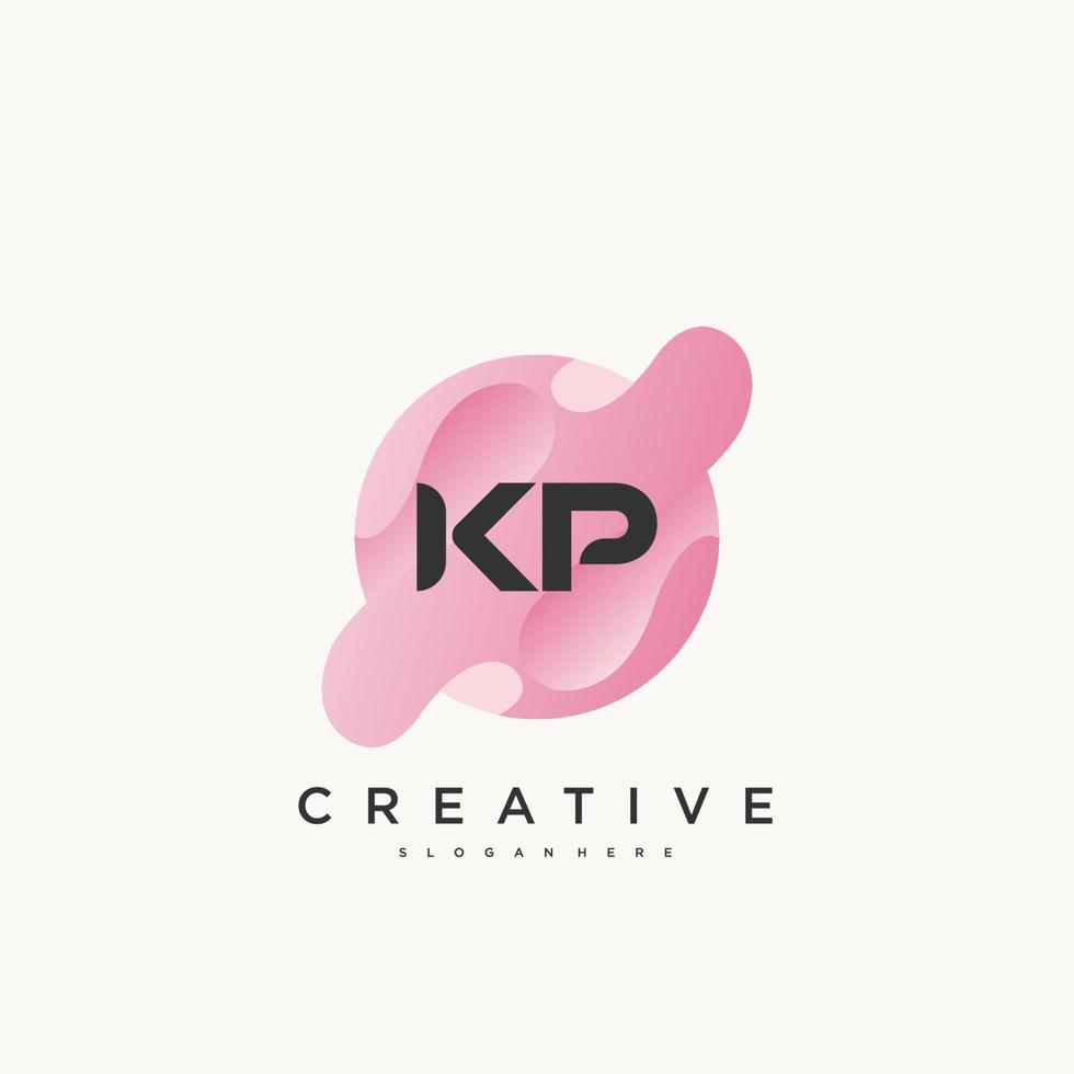 kp letra inicial colorido logotipo icono diseño plantilla elementos vector