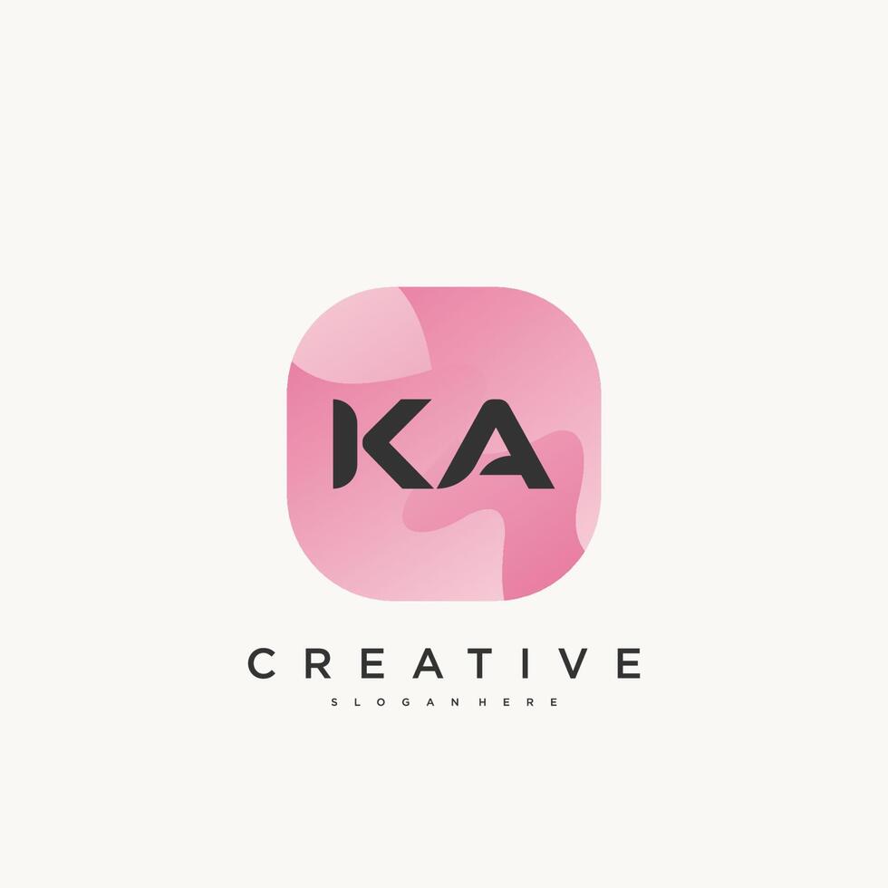 KA Initial Letter logo icon design template elements with wave colorful