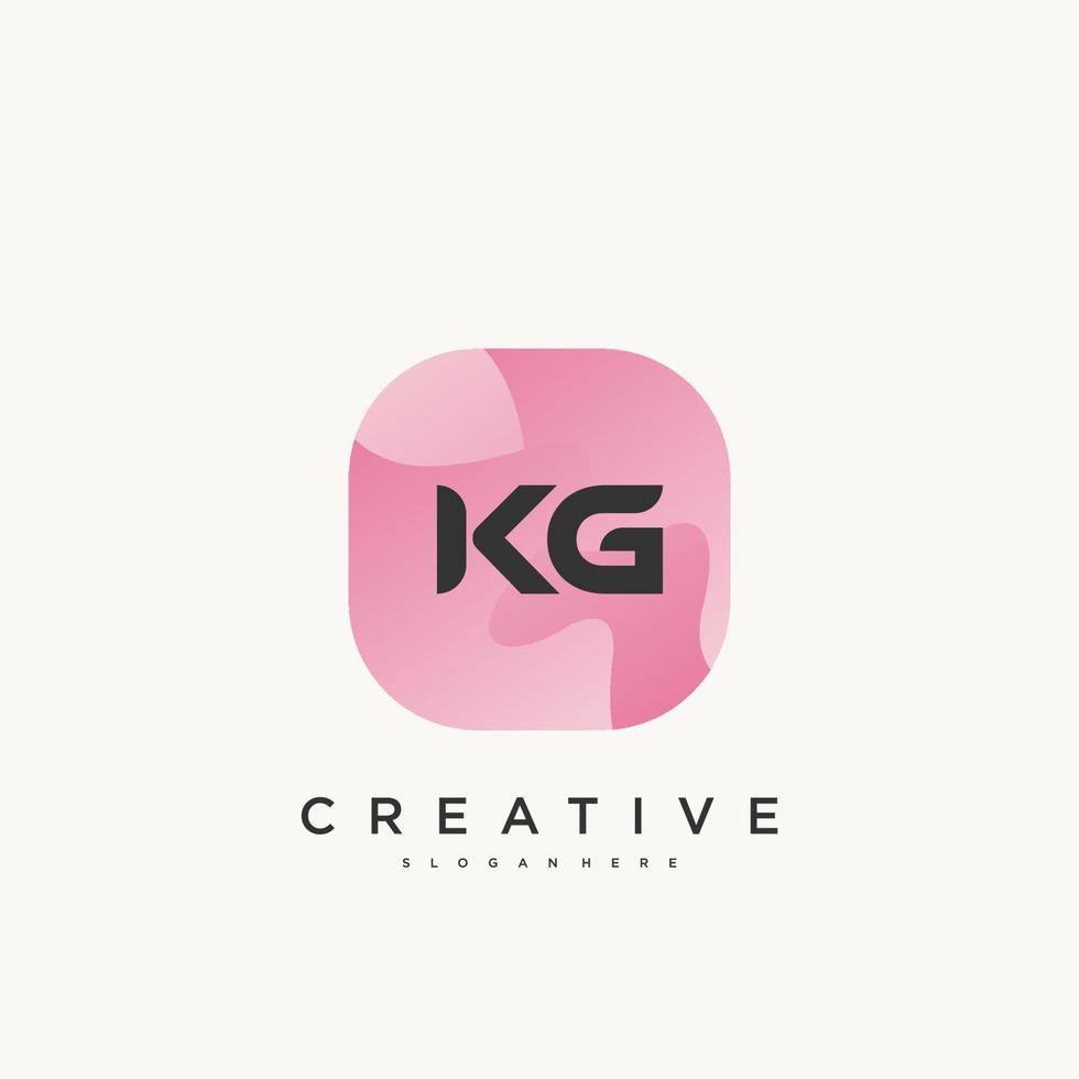 KG Initial Letter logo icon design template elements with wave colorful art vector