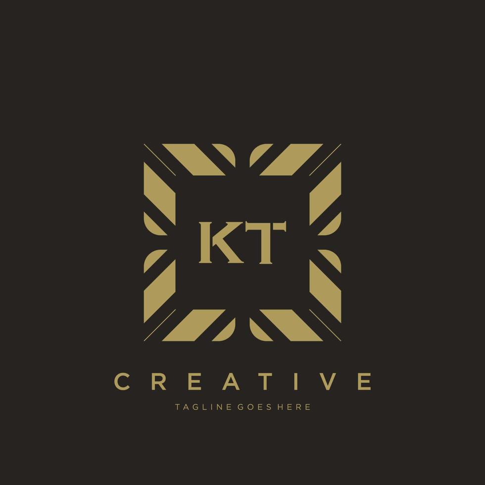 vector de plantilla de logotipo de monograma de ornamento de lujo de letra inicial kt