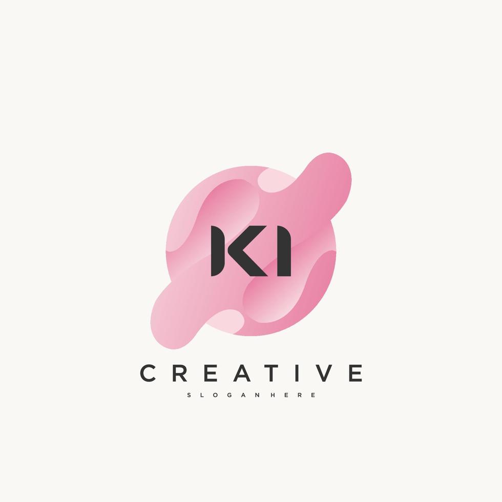 KI Initial Letter Colorful logo icon design template elements Vector