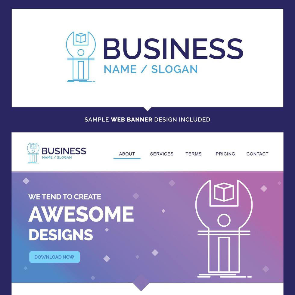 Beautiful Business Concept Brand Name SDK. App. development. kit. programming Logo Design and Pink and Blue background Website Header Design template. Place for Slogan . vector