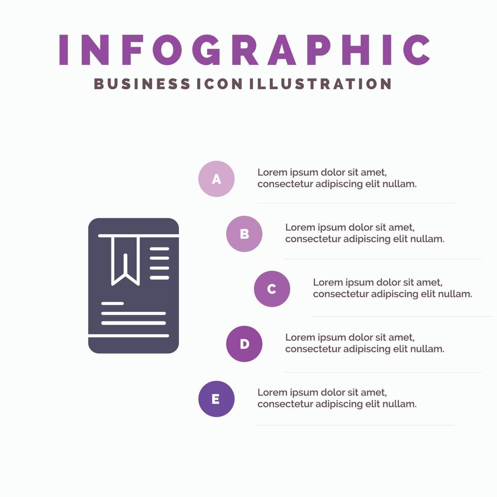 Mobile Tag OnEducation Solid Icon Infographics 5 Steps Presentation Background vector