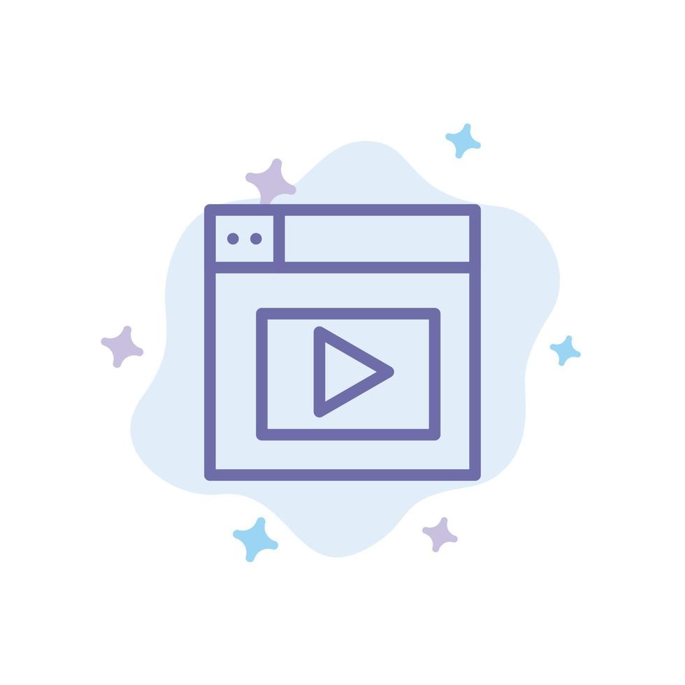 icono azul de video de diseño web sobre fondo de nube abstracta vector