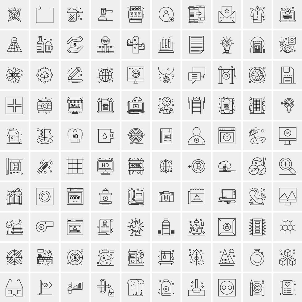Pack of 100 Universal Line Icons for Mobile and Web vector
