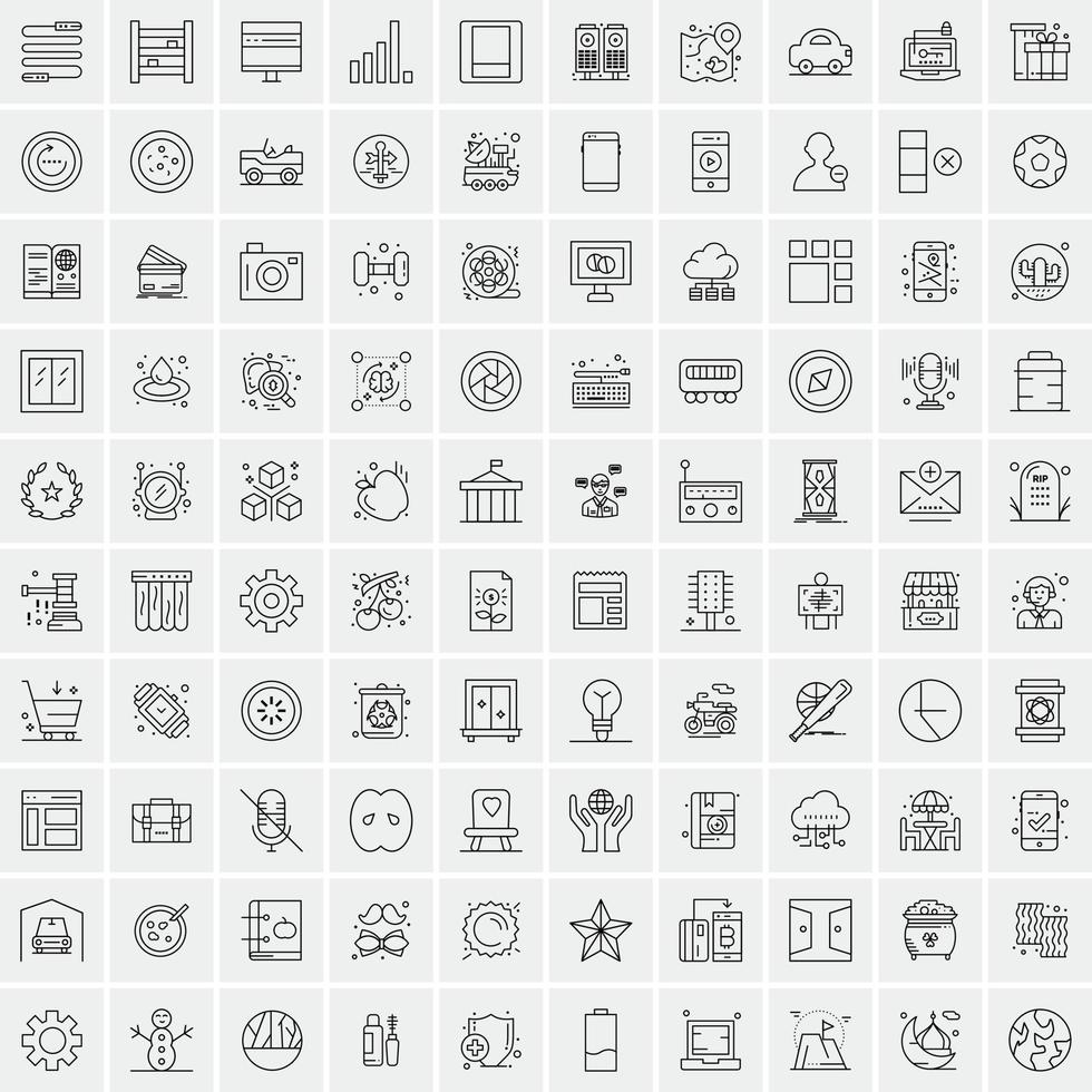 Pack of 100 Universal Line Icons for Mobile and Web vector