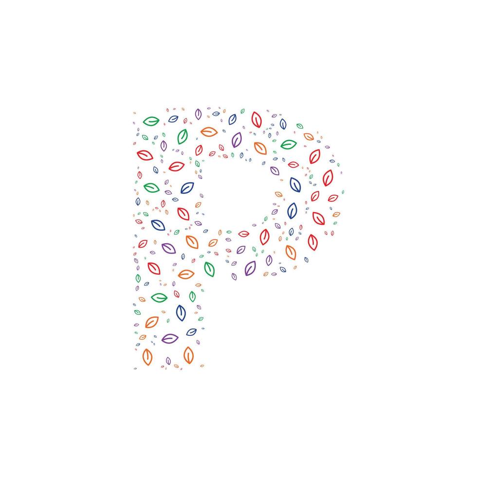 Eco Letter P with Leaves vector
