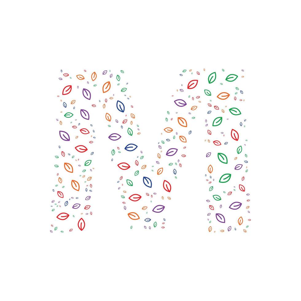 Eco Letter M with Leaves vector