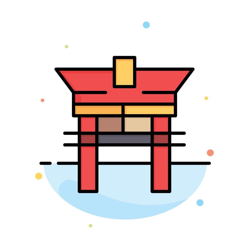 plantilla de icono de color plano abstracto chino puente de puerta china vector