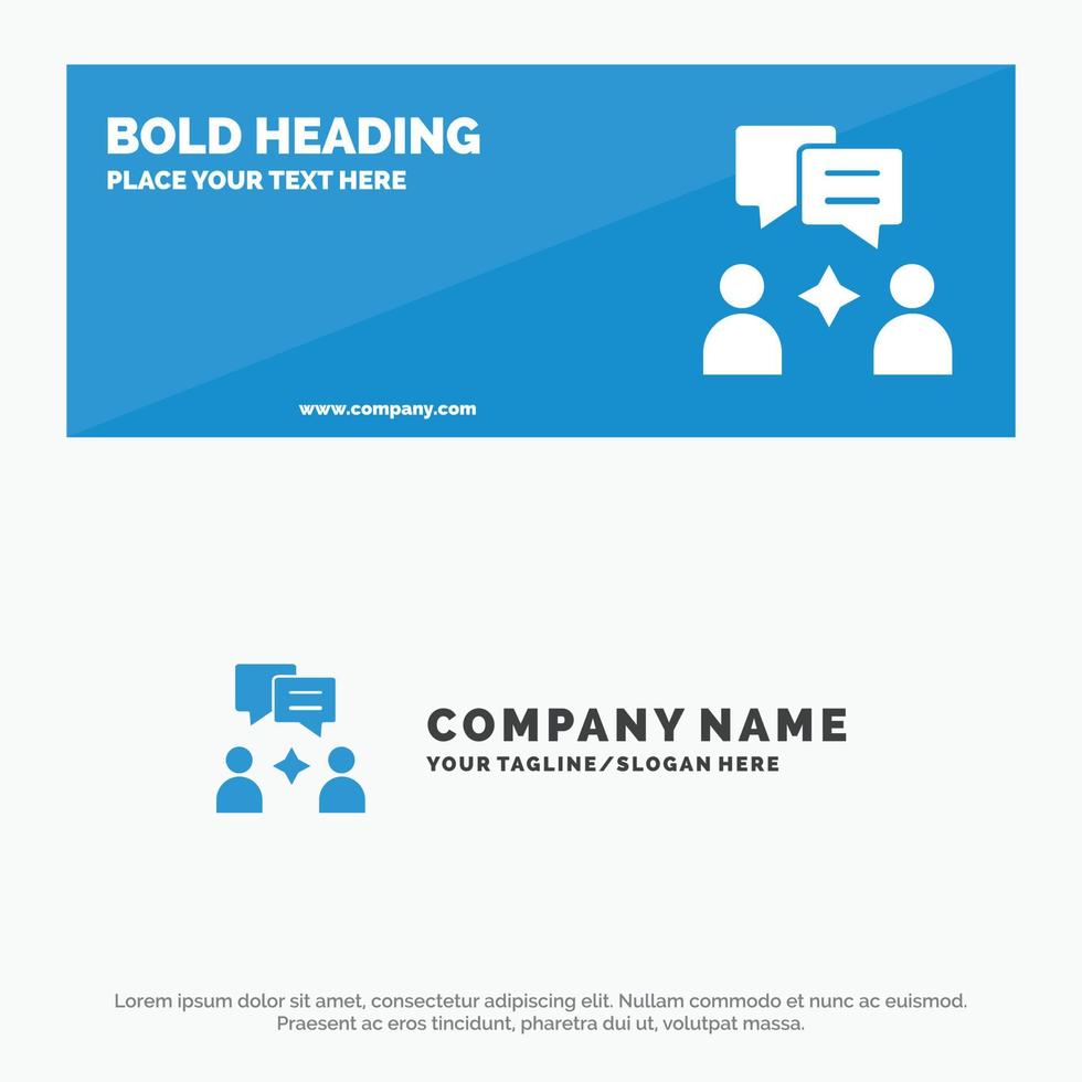 Man Group Chatting SOlid Icon Website Banner and Business Logo Template vector