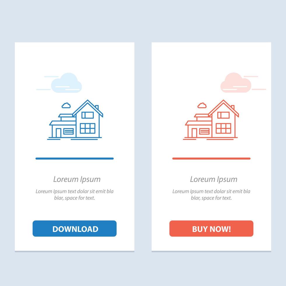 Home House Building Apartment  Blue and Red Download and Buy Now web Widget Card Template vector