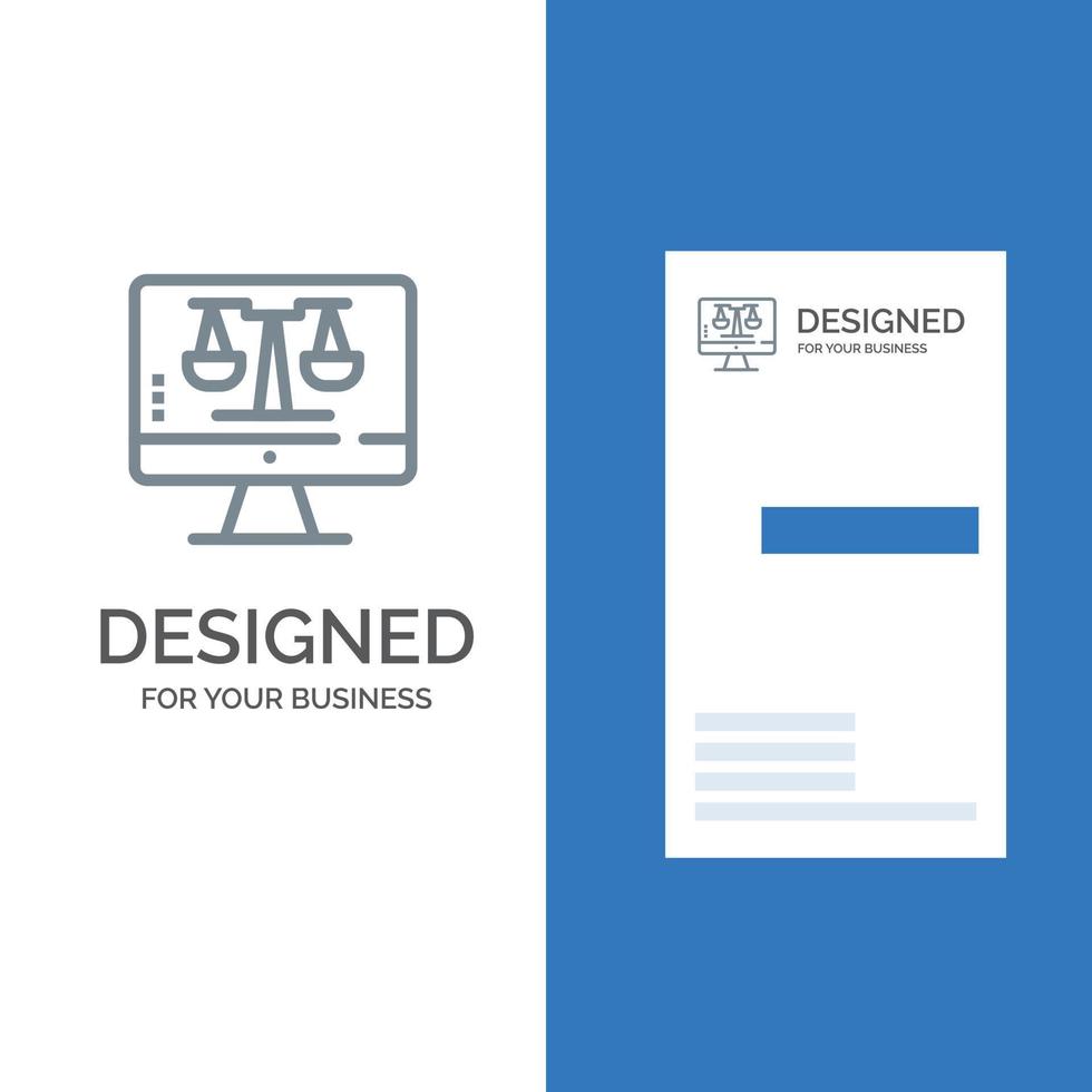 Digital Law Online Computer Technology Screen Grey Logo Design and Business Card Template vector