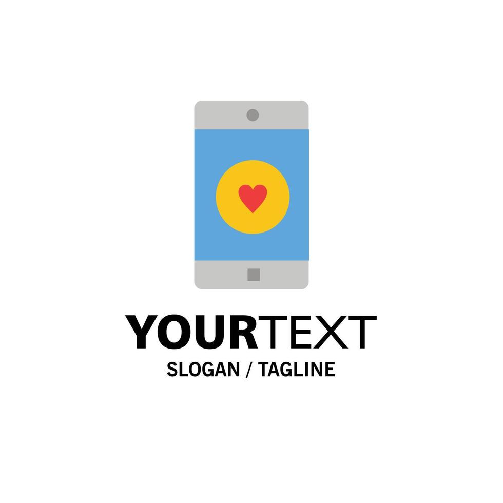 Application Mobile Mobile Application Like Heart Business Logo Template Flat Color vector