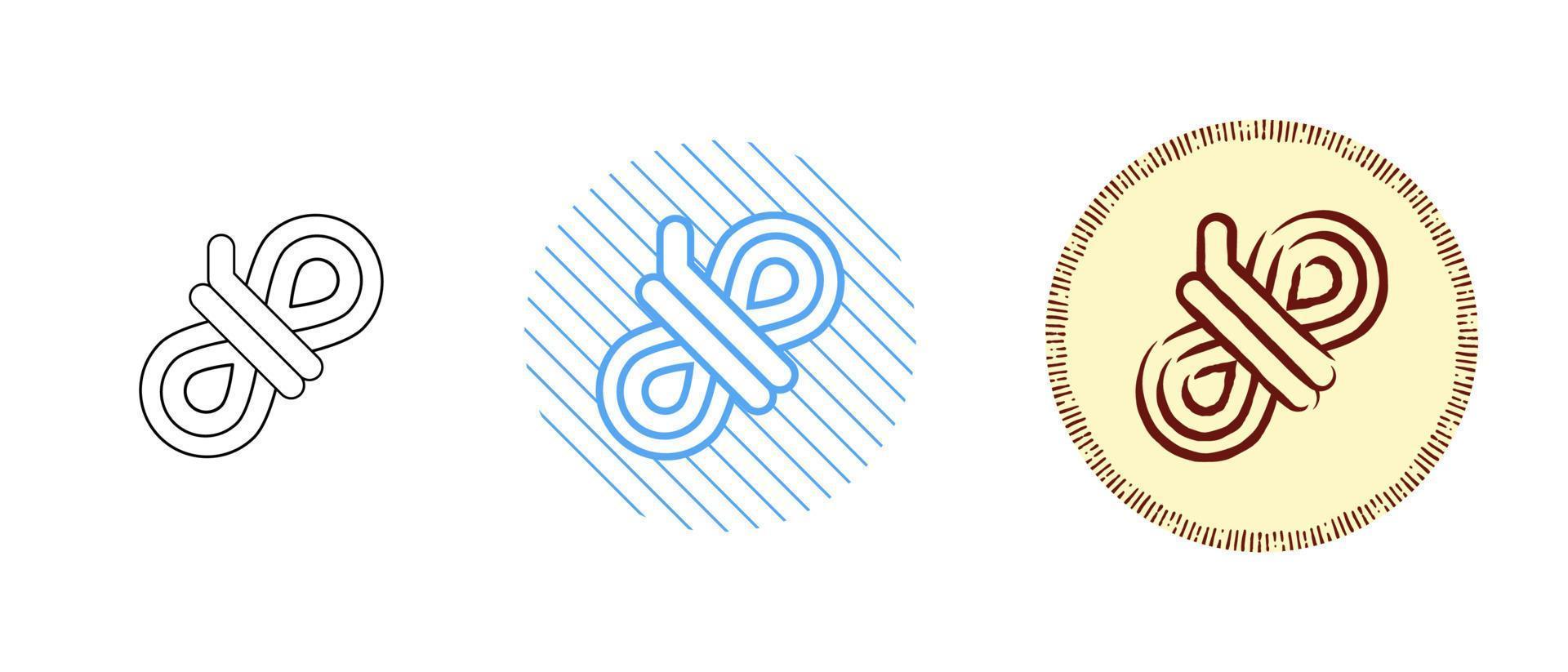 This is a set of contour and colored rope icons vector
