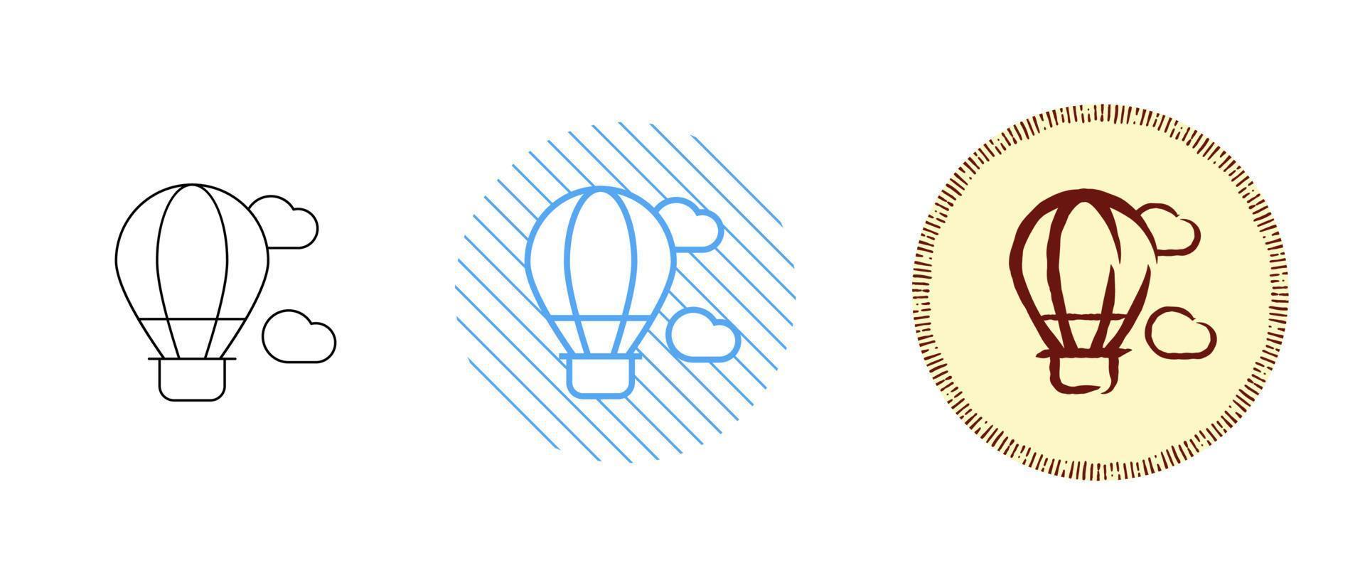 This is a set of contour and color hot air balloon icons vector