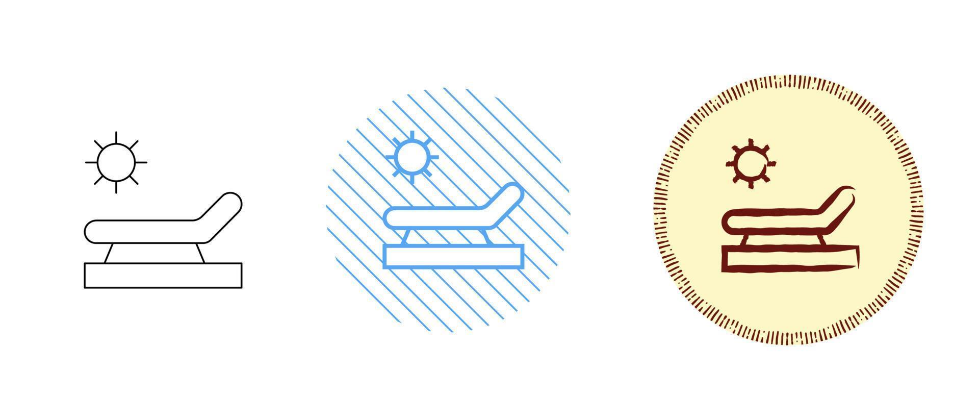 This is a set of contour and color icons for sunbathing vector