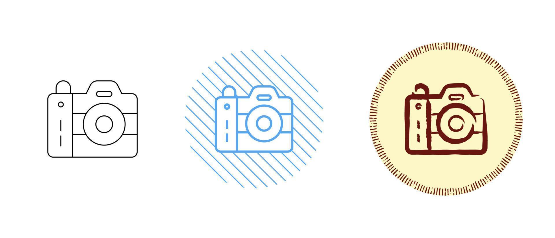 This is a set of contour and color camera icons vector