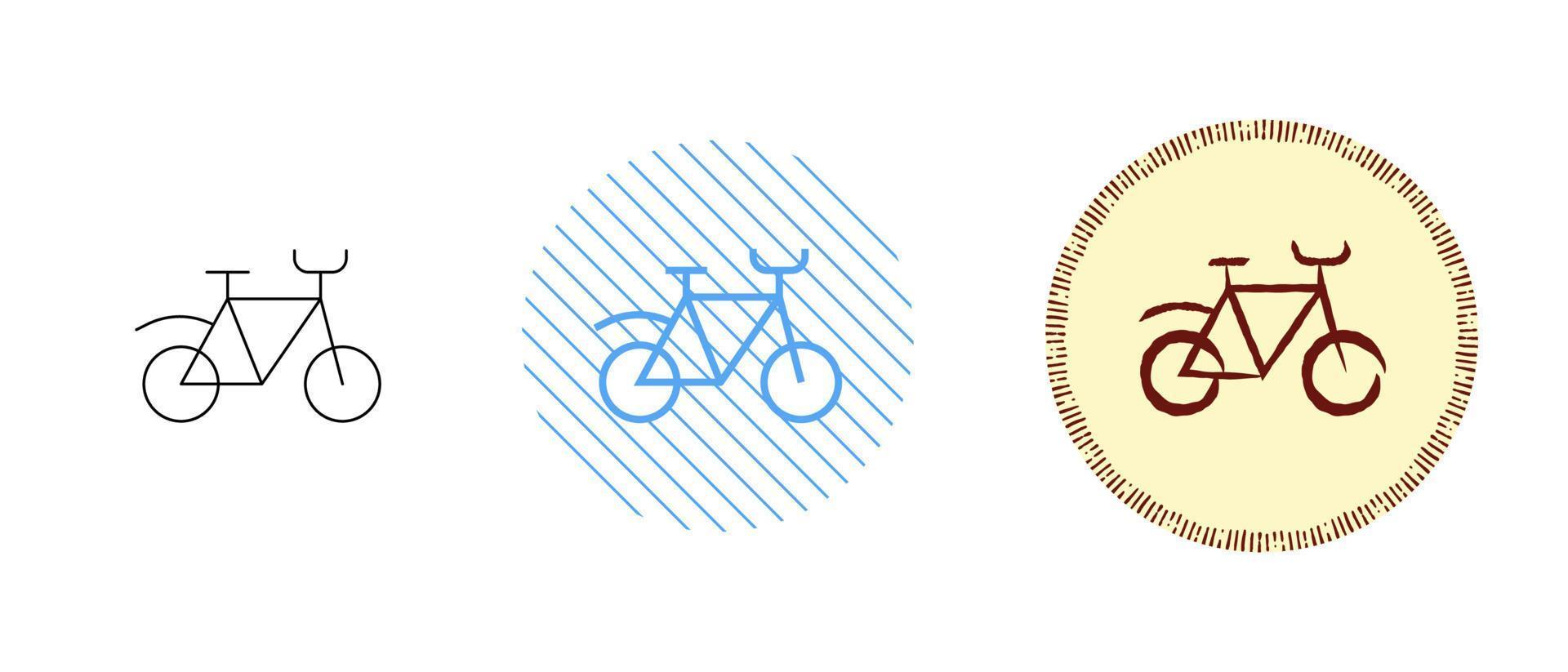 este es un conjunto de iconos de bicicleta de contorno y color vector