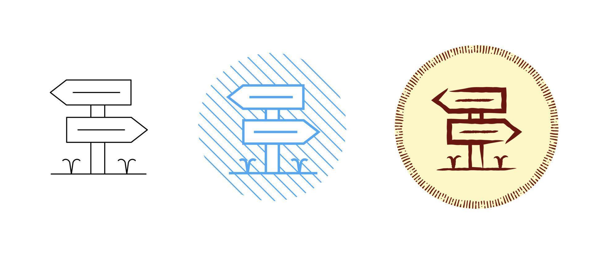 This is a set of contour and color road sign icons vector