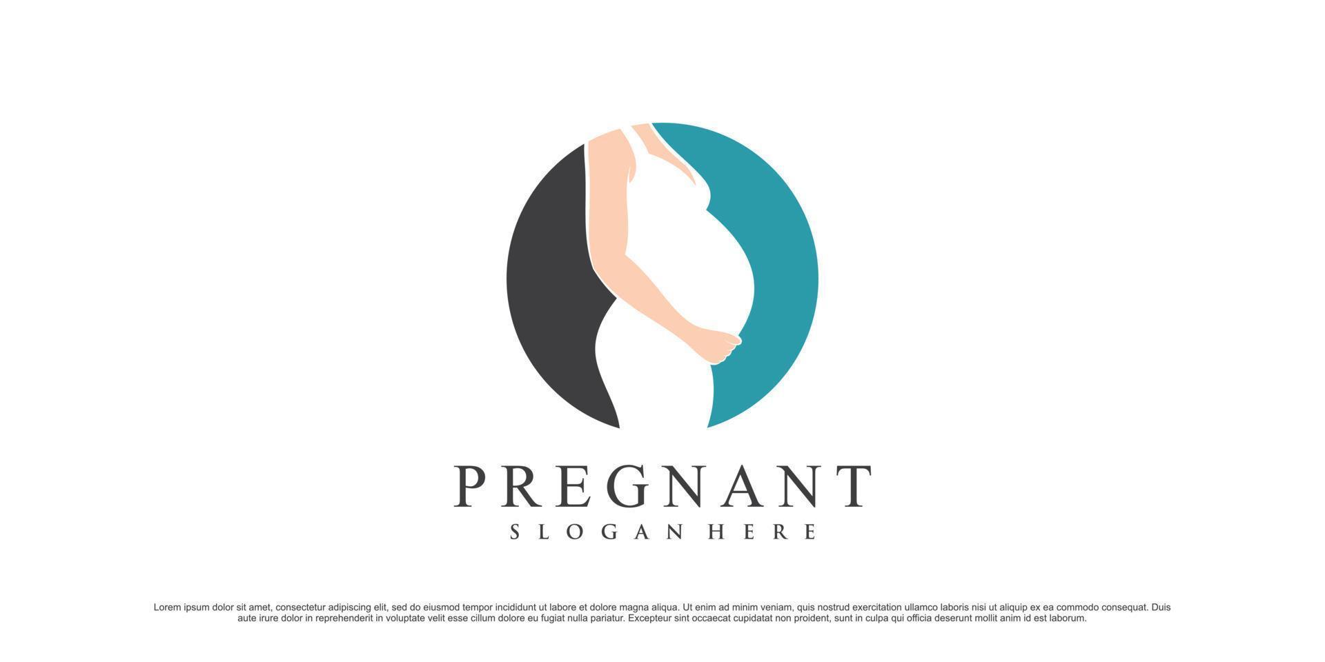 Pregnant mother logo design illustration with circle concept and creative element vector