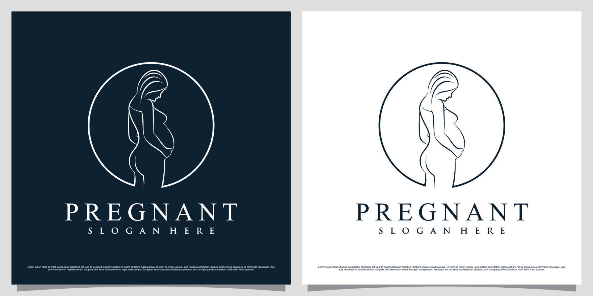 plantilla de diseño de logotipo de mujer embarazada con concepto simple y elemento creativo vector