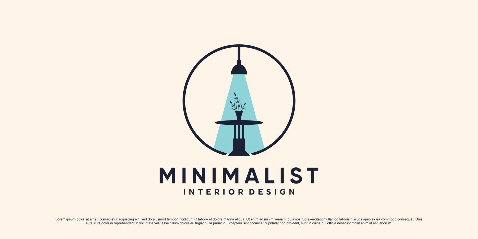 ilustración de diseño de logotipo de muebles minimalistas para el interior del hogar con un concepto moderno vector