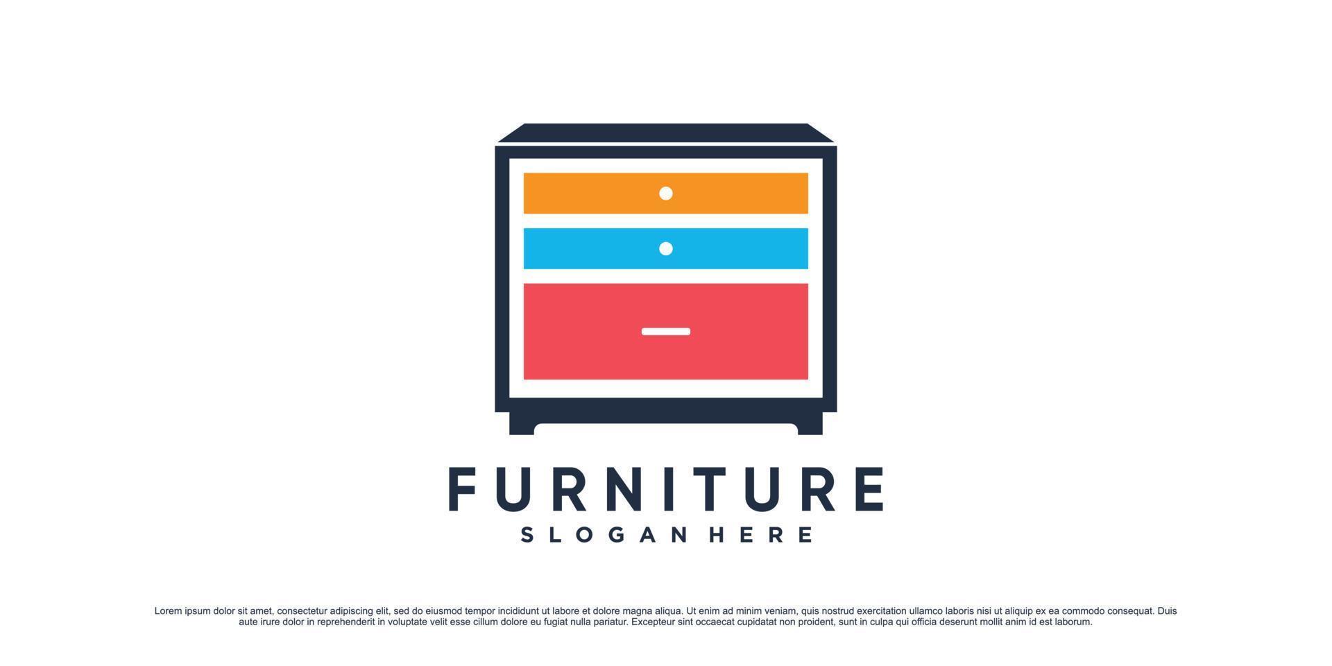 Colorful furniture logo design template for business property icon with creative element concept vector