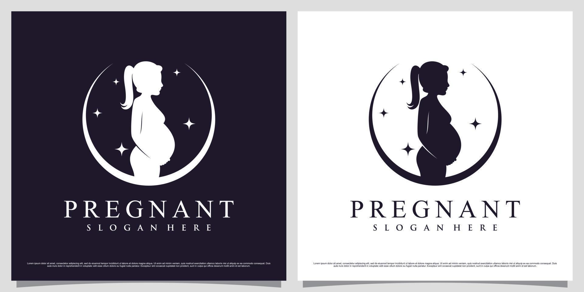 Women pregnant logo design template with simple concept and creative element vector