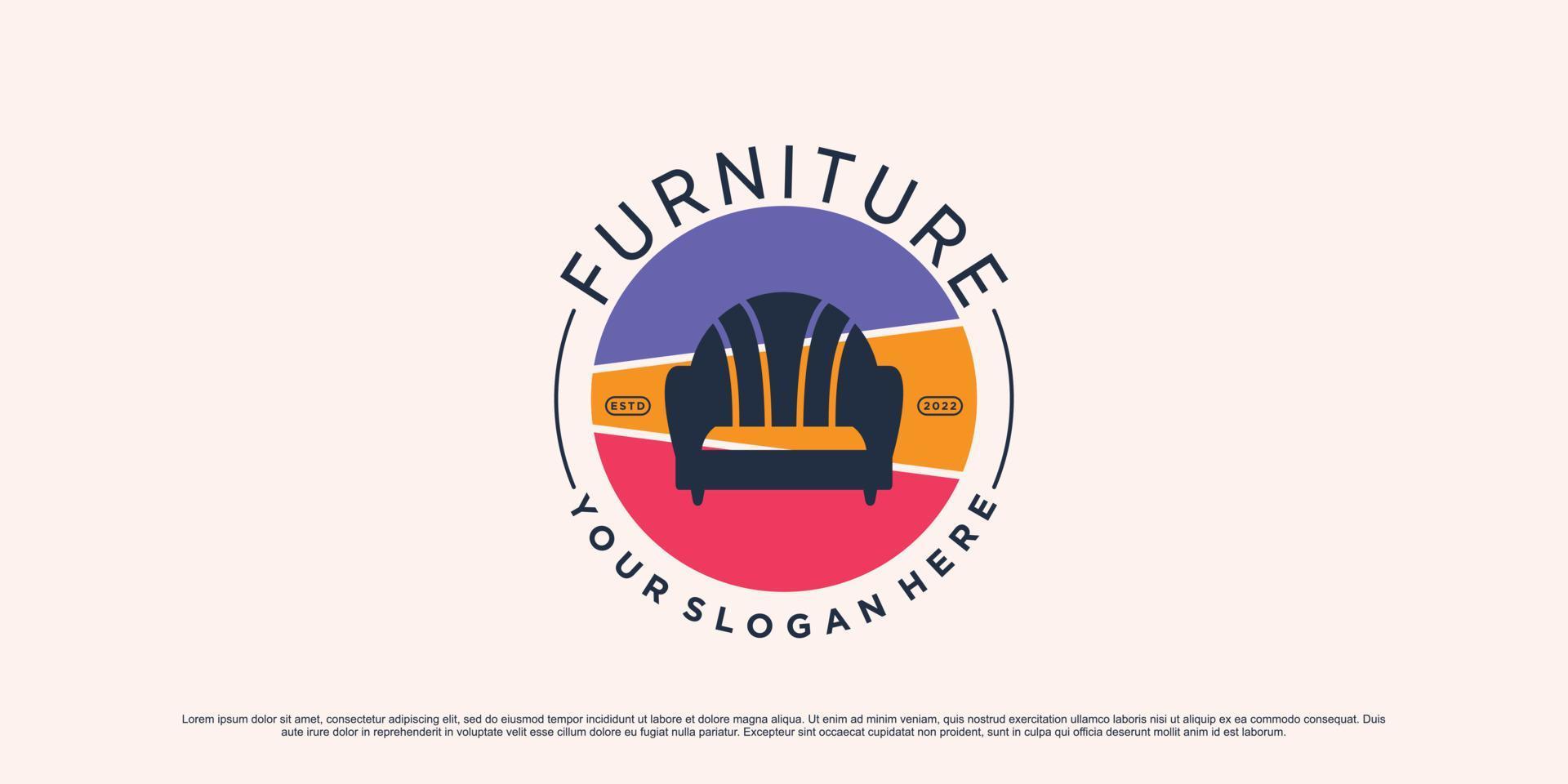 Colorful furniture logo design template for business property icon with creative element concept vector