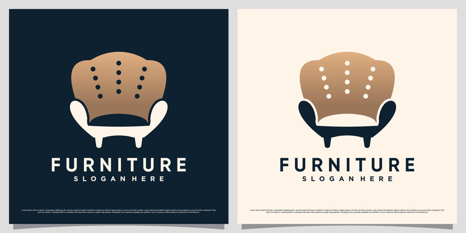 Furniture interior logo design inspiration with chair or sofa icon and modern concept vector