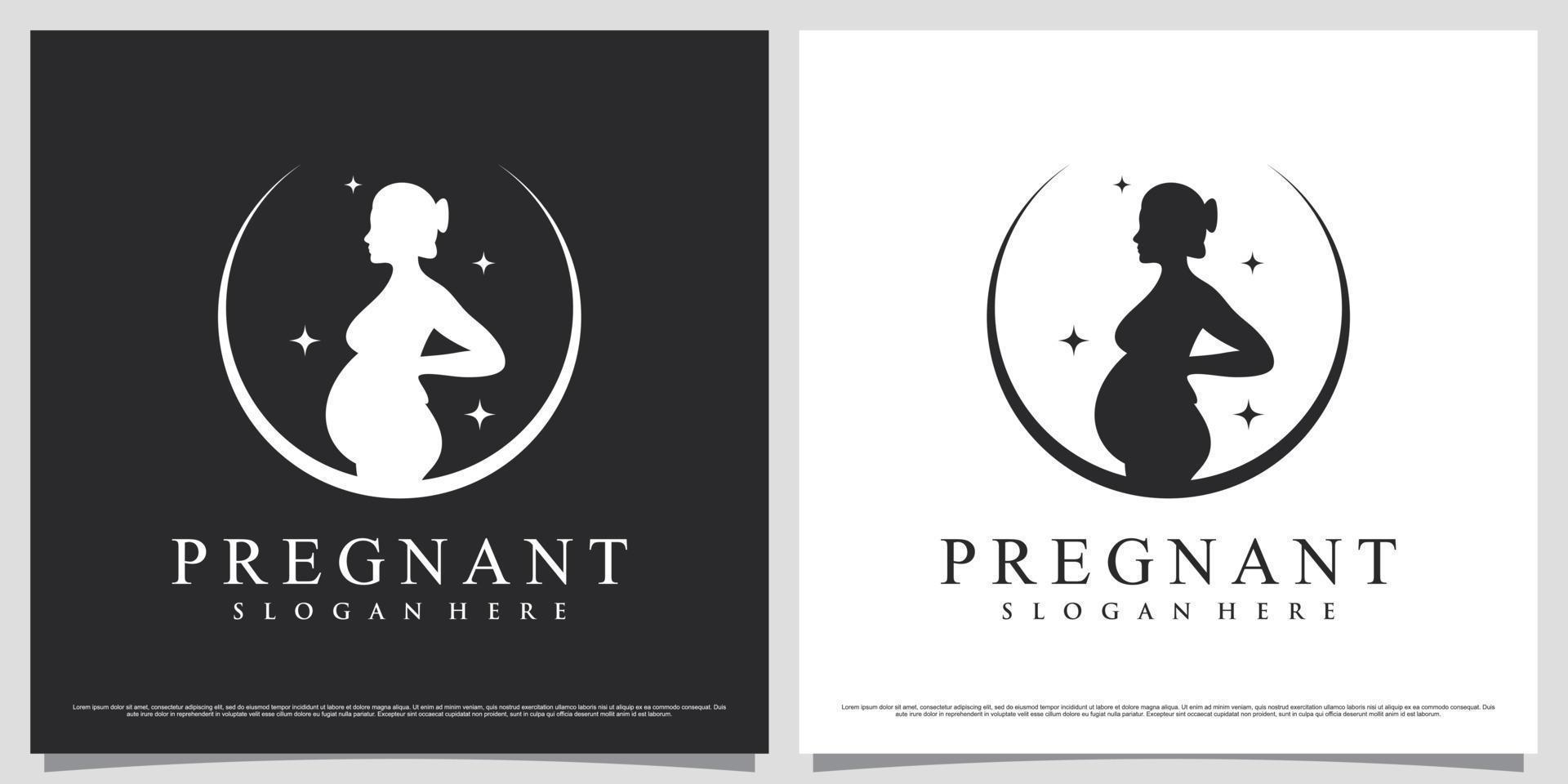 Women pregnant logo design template with simple concept and creative element vector