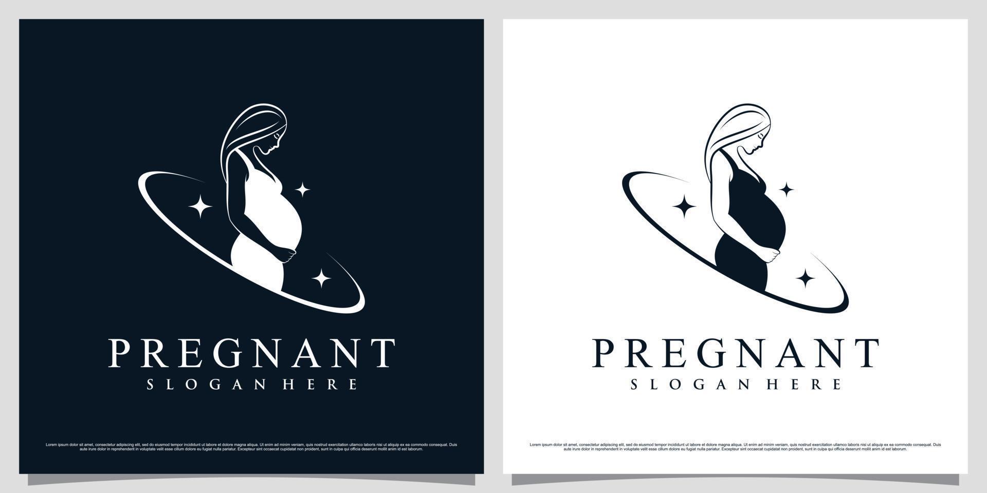 plantilla de diseño de logotipo de mujer embarazada con concepto simple y elemento creativo vector