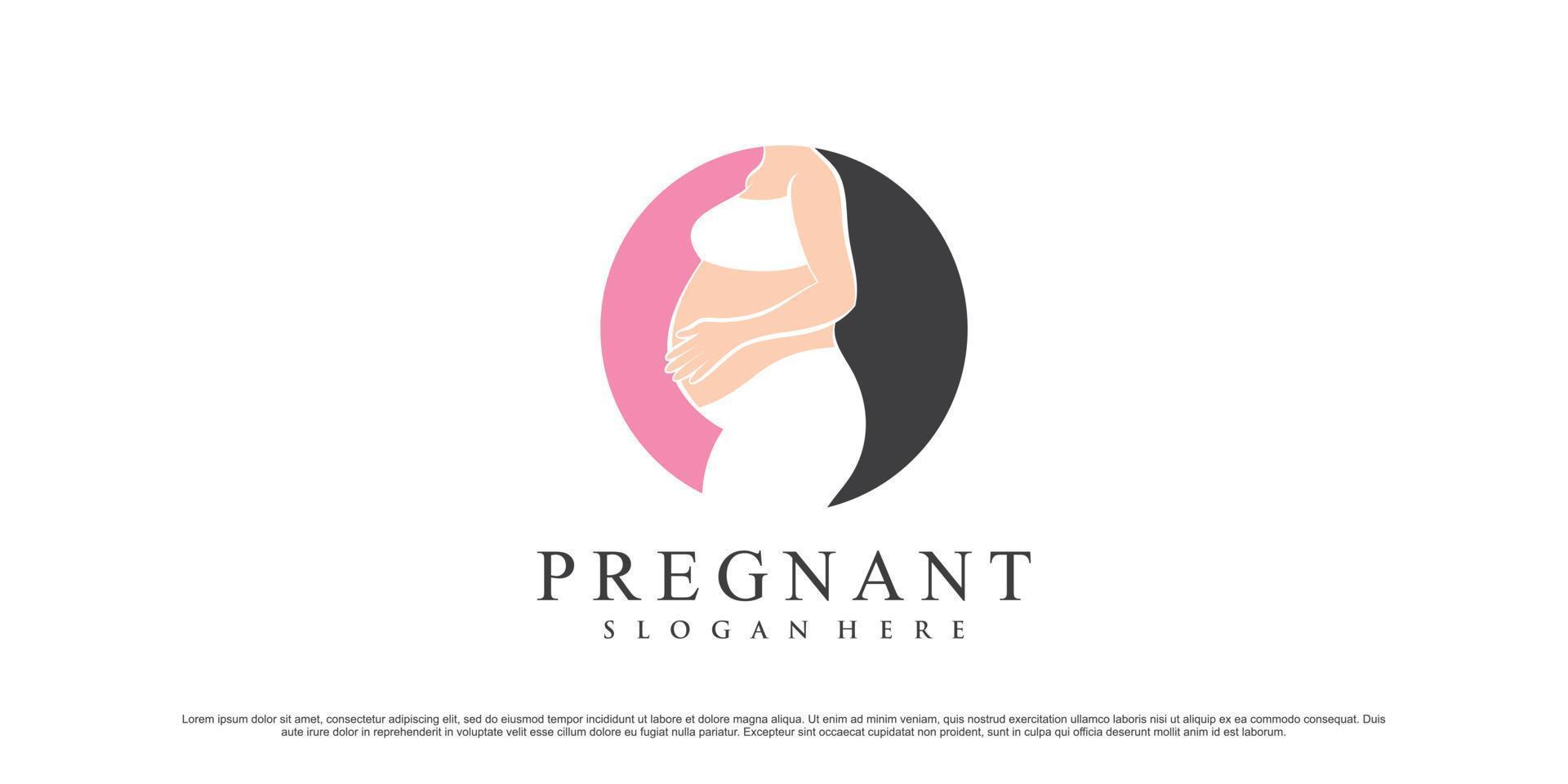 Pregnant mother logo design illustration with circle concept and creative element vector