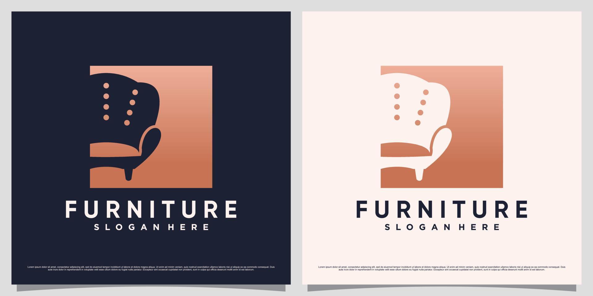 Furniture interior logo design inspiration with chair or sofa icon and modern concept vector