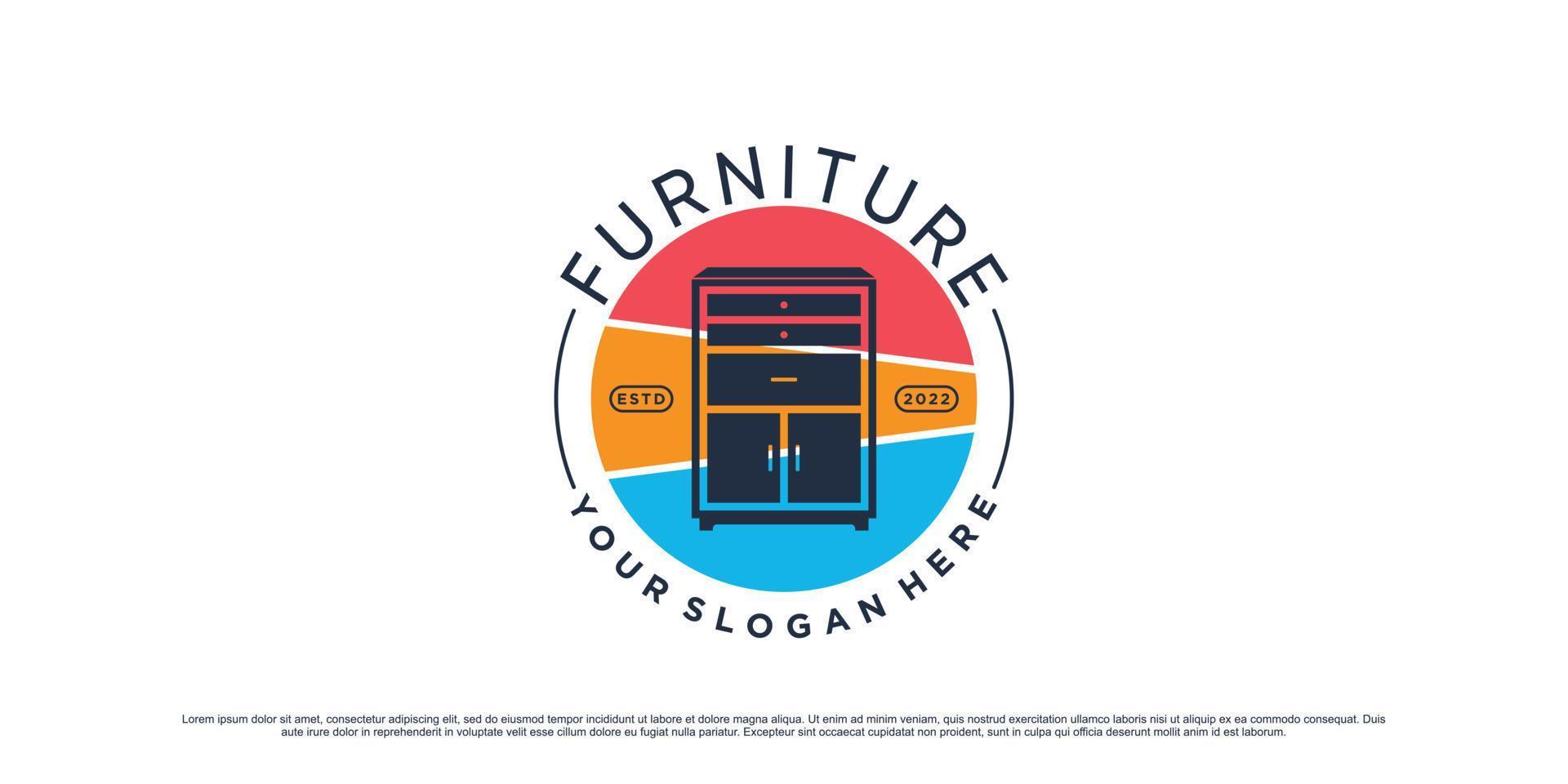 Colorful furniture logo design template for business property icon with creative element concept vector