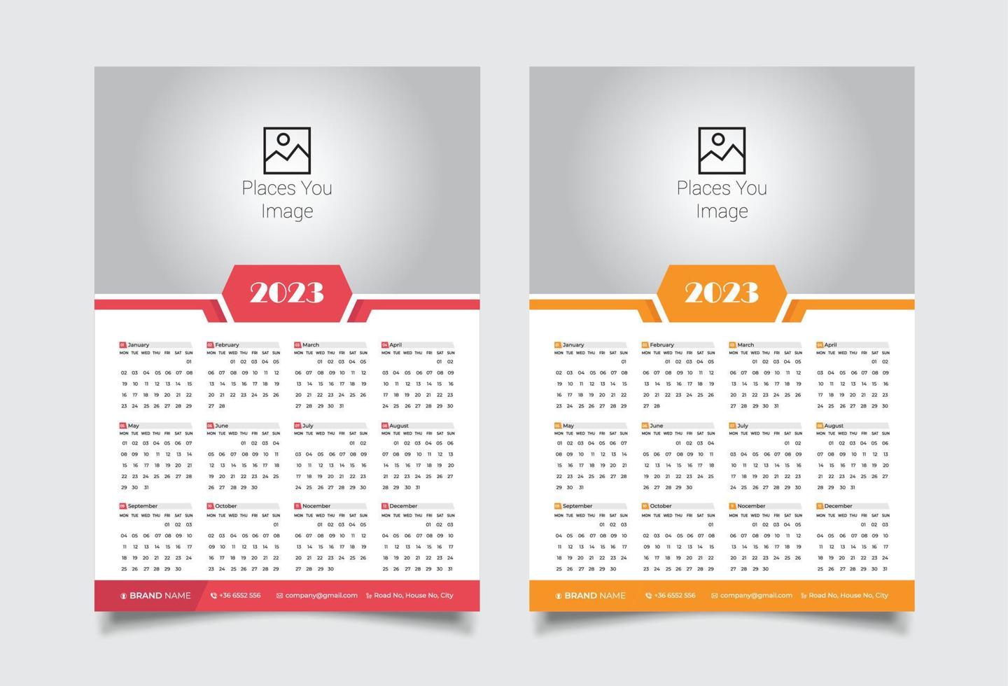 Wall Calendar Design 2023 vector