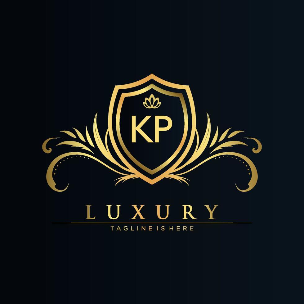KP Letter Initial with Royal Template.elegant with crown logo vector, Creative Lettering Logo Vector Illustration.