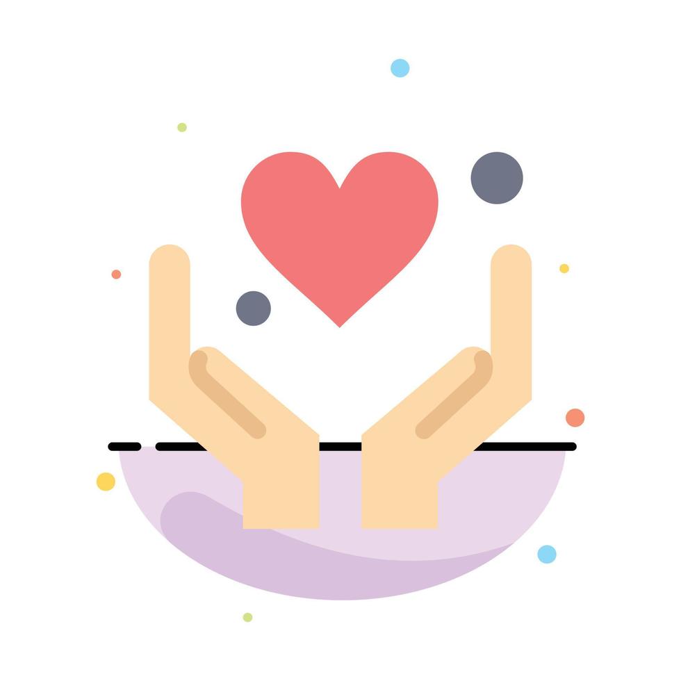 Hand Heart Love Motivation Abstract Flat Color Icon Template vector