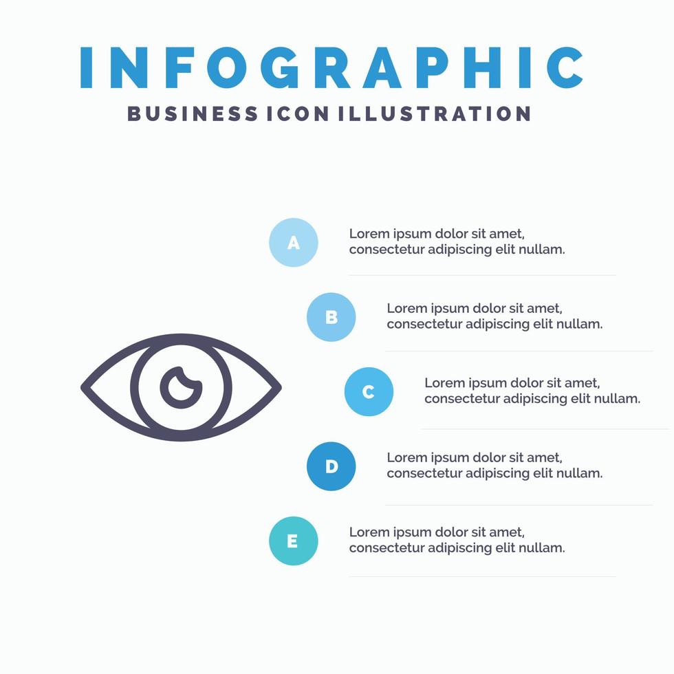 App Basic Icon Design Eye Mobile Line icon with 5 steps presentation infographics Background vector