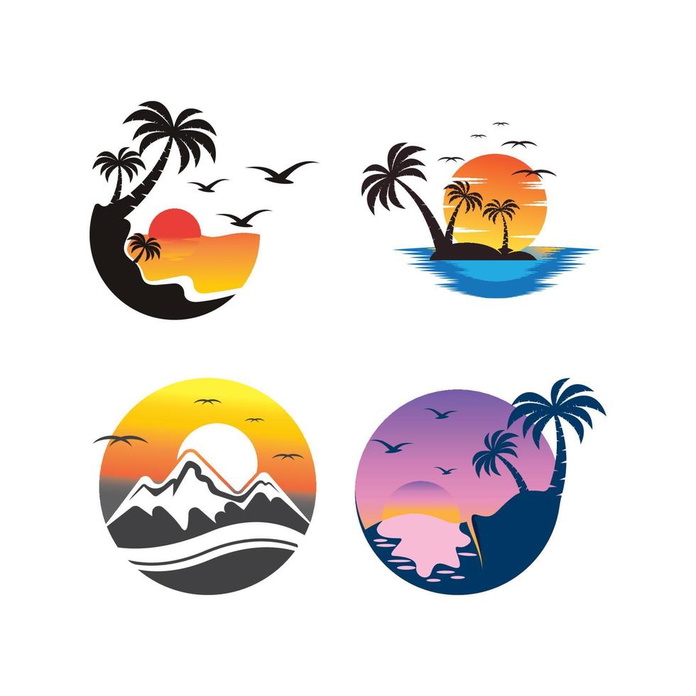 ilustración de símbolo de diseño de icono de logotipo de puesta de sol vector