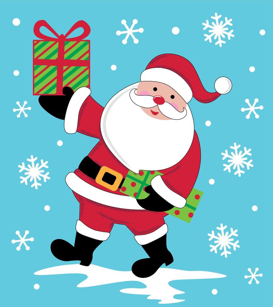 Christmas Whimsical Santa Claus with gift-Christmas vector design