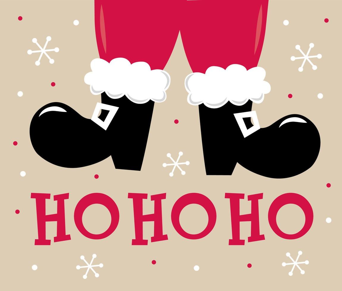 Christmas Santa Cute boots with Ho Ho Ho and Snowflakes vector