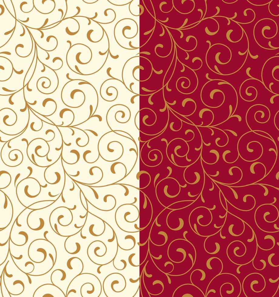 seamless, patrón, de, navidad, elegante, oro, remolinos, -christmas, vector, diseño vector