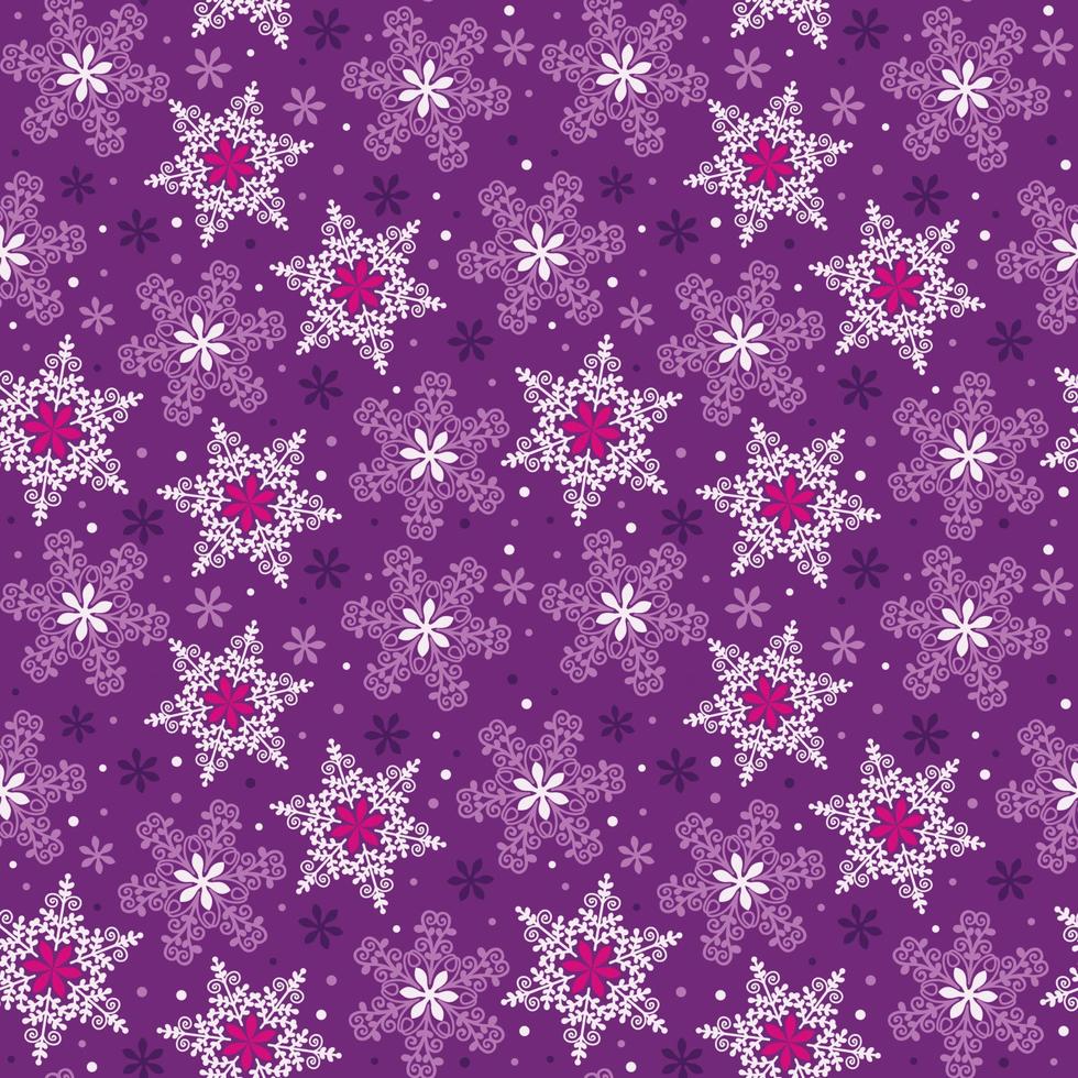 Seamless pattern of Velvet Violet Snowflakes vector